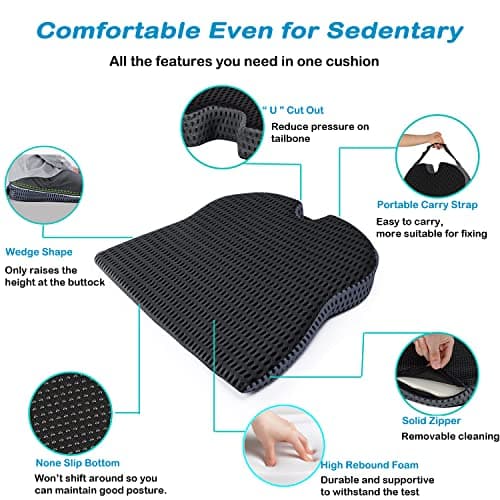 Car Wedge Seat Cushion for Car and Truck Seat Office Chair Wheelchair - Memory Foam Seat Pad for Sciatica Tailbone Pain Relief - Thumbnail 4