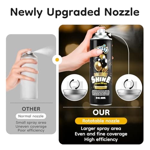 LOOLEY Balloon Shine Spray 20 fl.oz, 7+ Days Ultra Lasting Mirror Gloss Finish for Latex Balloons, High Efficiency Nozzles Design, Instant Shine Balloon Spray for Large Events Planner | Black Version - Thumbnail 5