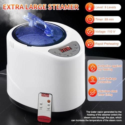X-Vcak Upgraded Portable Sauna for Home，Relaxation, Steam Sauna for Home with Steamer, Remote Control, Folding Chair, 9 Levels - Thumbnail 6