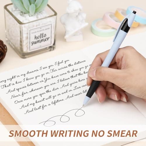 Pens Bulk, 60 Pack Morandi Ballpoint Pens Black Ink 1.0mm, No Bleed No Skip Smooth Writing, Gripped Slimster Series Click Pens with Soft Grip for Teachers, Students, Servers, School & Office Gifting - Thumbnail 5