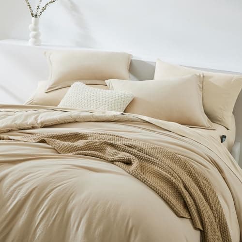 WRENSONGE Super King Plus Size Comforter Set- 7 Pieces Beige Bed in a Bag Super King Plus with Fitted Sheet, Flat Sheet, 2 Pillow Shams, and 2 Pillowcases- Warm Bed Set for All Season - Thumbnail 3