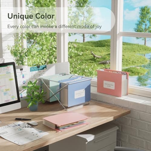 Wheat Straw Expanding Hanging File Folders, File Organizer, 1.2" Accordion Pockets, Large Capacity, Letter Size for Filing Cabinet, Healthy Living- UN Blue& Mint Green&Strawberry Pink-3 Packs - Thumbnail 4