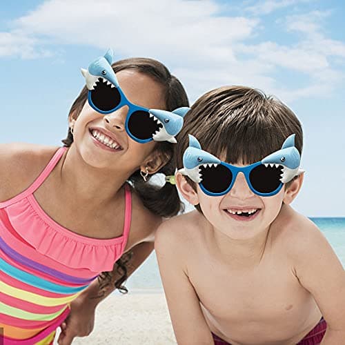 JAKADYUKS Shark Glasses Party Favors, 6pcs Hawaiian Shark Photo Booth Props Tropical Summer Beach Ocean Pool Party Supplies Shark Birthday Party Decorations Return Gifts Eyeglasses - Thumbnail 4
