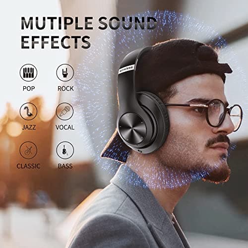 EAORUL Headphones Wireless Bluetooth with Mic, Wireless Headphones Over Ear with Hi-Fi Audio Deep Bass,3.5MM Cable,Soft-Earpads (NO ANC) - Thumbnail 2
