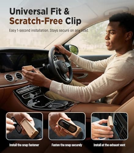 Natural Wooden Car Air Freshener for Vent Clips- Cherry/Vanilla/Bubblegum Scents, Long-Lasting Odor Eliminator with Metal Clip, 3 Refillable Wood Chips for Cars/Trucks/SUVs - Thumbnail 6