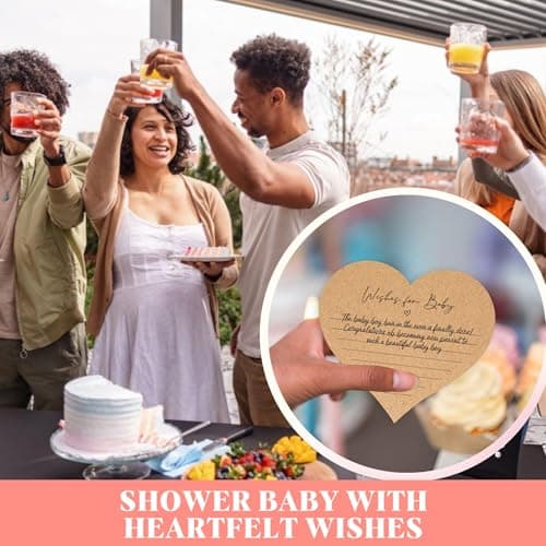 WOODAMORE Baby Shower Advice Cards For Parents To Be - Advice For New Parents Baby Shower Decorations Girl, Wishes For Baby Cards For Baby Shower Games Boy, Advice And Wishes Box Baby Shower Ideas - Thumbnail 4