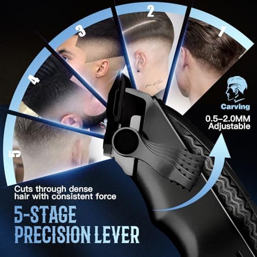 QQTIN Hair Clippers for Men Professional, Cordless Clippers and Trimmers Set for Hair Cutting, 8500RPM Rechargable Electric Hair Trimmer for Self-Haircut and Family Use (Black) - Thumbnail 3