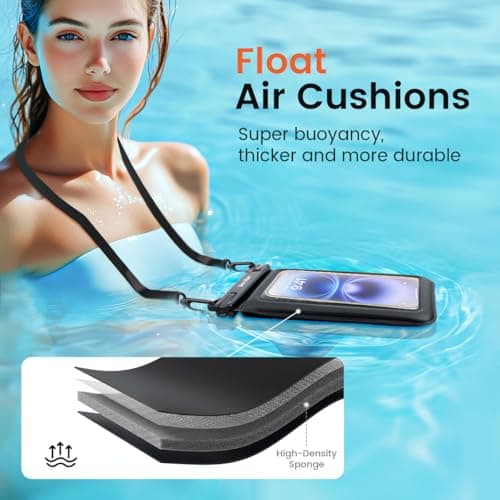 Bersiler Floating Waterproof Phone Pouch 2 Pack, IPX8 Waterproof Phone Case with Double Space, Beach Cruise Vocation Essentials, Underwater Cell Phone Dry Bag for iPhone 17 16 15 Galaxy S26 Ultra - Thumbnail 5