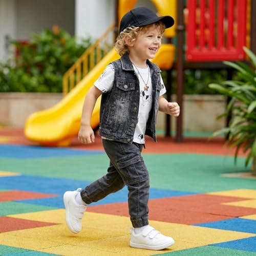STQ Toddler Wide Toe Box Shoes Boys Girls Barefoot Tennis Sneakers First Walking Lightweight Casual Zero Drop Comfortable Athletic Running School Footwear Kid Baby All White Infant Size 4 - Thumbnail 2
