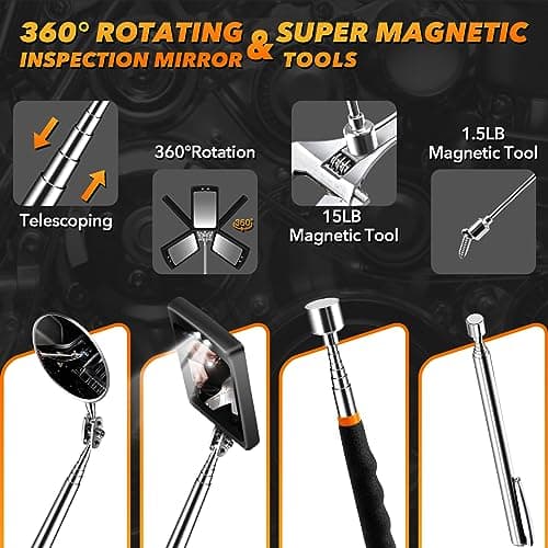 Fathers Day Gift for Husband Dad, Gifts for Men Extendable Telescoping Magnetic Pickup Tools Set, Anniversary Birthday Gift for Men Husband Him, Fathers Day Gift from Daughter Wife, Cool Gadgets Tools - Thumbnail 3