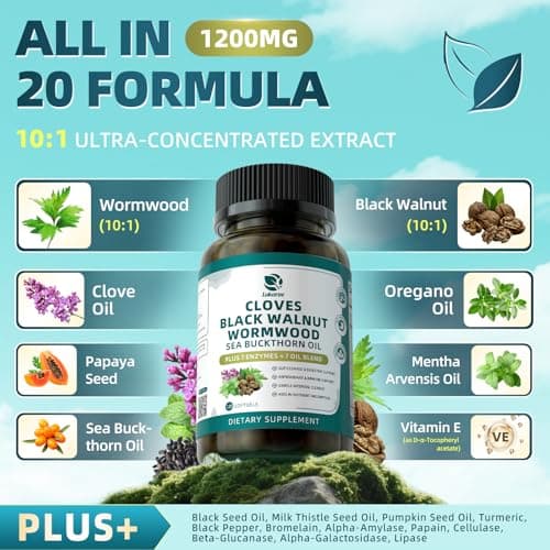Lukaree Wormwood Black Walnut Clove Cleanse for Humans Softgels - Thumbnail 2
