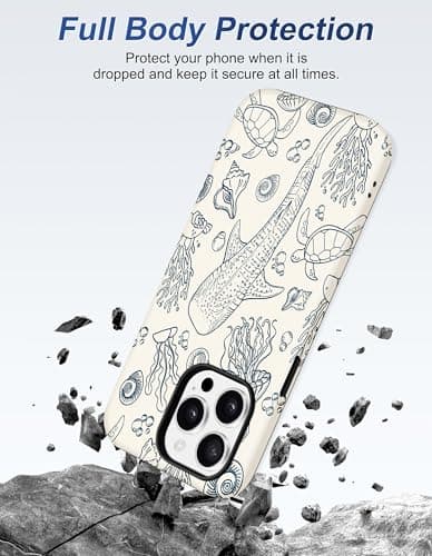 Aitipy Magnetic Shark Summer Phone Case for iPhone 13 Pro, Compatible with MagSafe, Cute Aesthetic Green Whale Soft TPU and Hard PC Shockproof Protective Phone Cover for Women Girls - Thumbnail 4