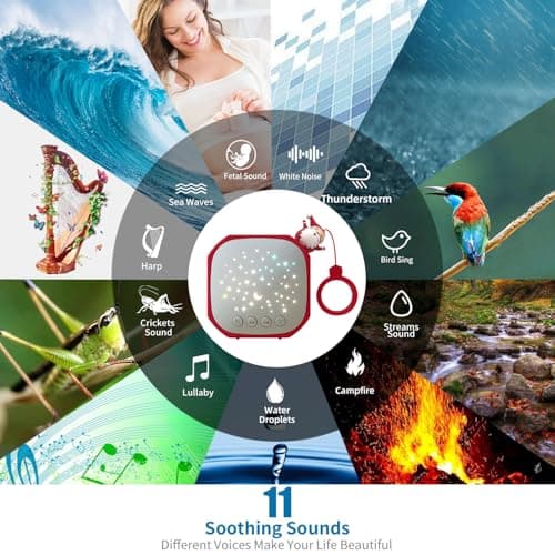 White Noise Sound Machine Baby with Star Projector | Portable Sound Music Soother for Kids & Infants | Perfect Baby Gifts for Christmas Themed Holiday Decor, Car, Travel (Santa Claus) - Thumbnail 5