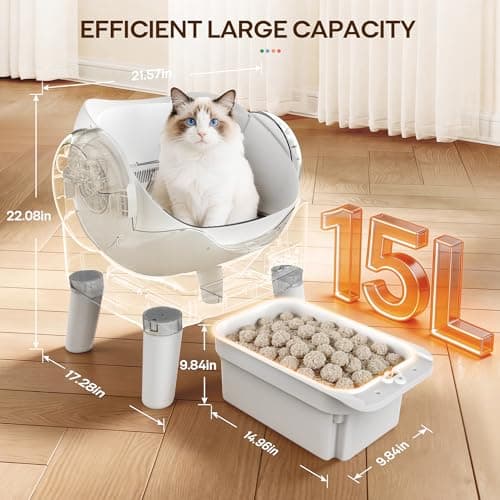 RPZ Automatic Self-Cleaning Cat Litter Box for Large Cats & Multi-Cat Homes, Smart Electric Auto Cleaning Litter Box with Litter Mat & 2 Cleaning Solutions, Ideal for Busy Homes & Apartments - Thumbnail 2