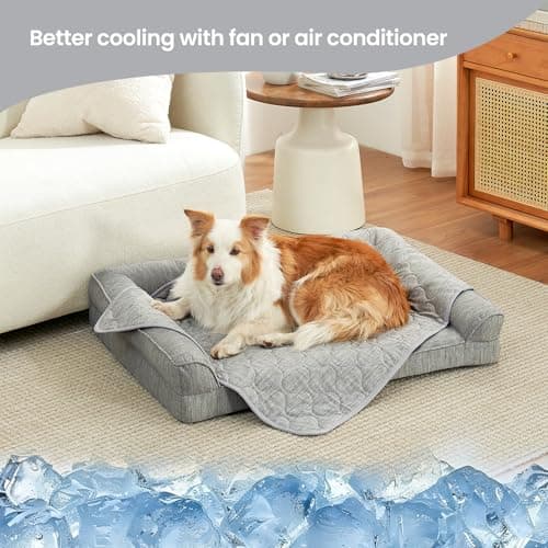 Cozy Bliss Deluxe Leakproof Cooling Blanket for Small Dogs Q-Max 0.5, Soft & Durable Washable Pet Cooling Mat for Hot Weather, Livingroom, Pet Throw & Couch Protector for Cats, Silver Grey, 25"x35" - Thumbnail 2