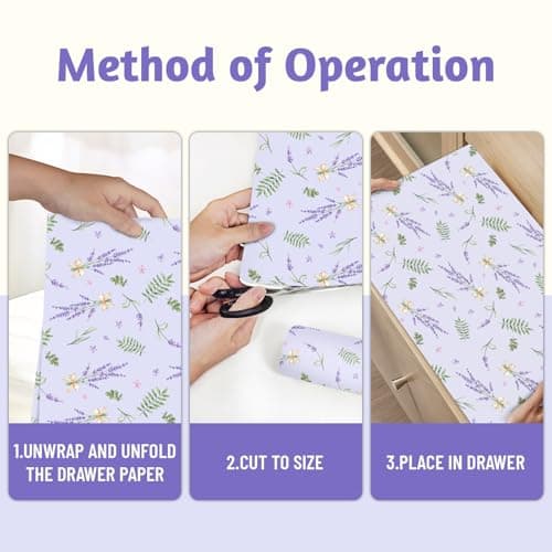 SCENTORINI Scented Drawer Liners for Dresser, 12 Sheets Lavender Scent Drawer Paper Liners,14.3x19.5 Inch Scented Paper Sheets for Home Shelf Closet Bedroom Drawers - Thumbnail 5