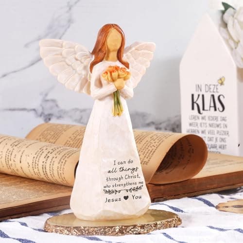 Kohehe Christian Gifts for Women,Gifts for Catholic Women,5.5'' Handmade Jesus Loves You Angel Figurine Gift for Woman,Inspirational Gifts for Mom Sister Grandma and Best Friend - Thumbnail 4