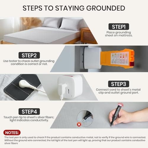 Grounding Sheets King with 88% Organic Cotton & 12% Silver Fiber, Grounding Sheets King Size, Conductive Earthing Sheet for Better Sleep, Stress Relief (75.2"x 80"x 15" White) - Thumbnail 5