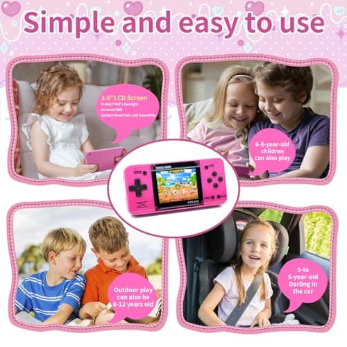 Handheld Game for Kids -Preloaded 220 Retro Video Games, Portable Gaming Player with Rechargeable Battery 3.0" LCD Screen, Mini Arcade Electronic Toy Gifts for Boys Girls (Red) - Thumbnail 5
