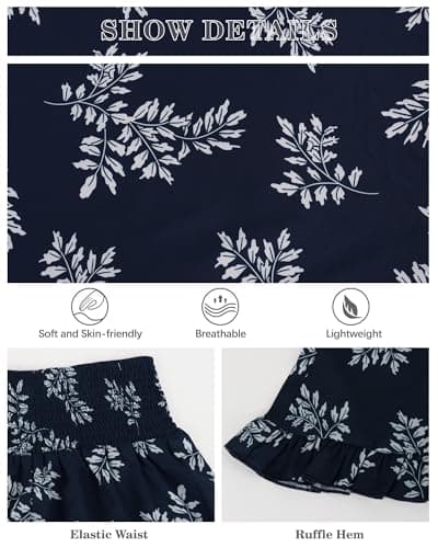 IEEILULU Wide Leg Pants for Women - Beach Pants for Women Flowy Floral Palazzo Pants High Waisted Pants Beach Vacation Outfits Navy Blue Flower S - Thumbnail 5