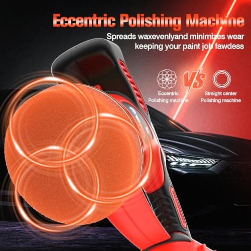 ENON Cordless Car Buffer Polisher Kit（2X 2000mAh 12V Batteries&34 PCS Attachments）- Brushless Dual Action Random Orbital Polishing with 6-Speed 6000RPM for Auto Detailing, Waxing & Paint Correction - Thumbnail 3