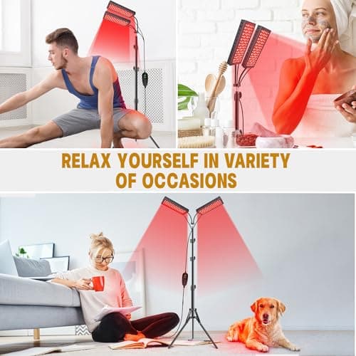Red Light Therapy for Body, 55W Dual-Headed Infrared Light Therapy Lamp Device with Stand for Face 660nm Red Light & 850nm Near Infrared Light for Skin Joint Care, FSA or HSA Eligible - Thumbnail 3