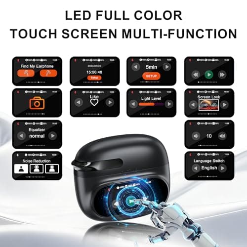 AI Translation Earbuds Real Time,LCD Touchsreen,164 Language Translator Earbuds,70 Hours Audifonos Traductores Inglés Español,Noise Cancelling Translation Headphones with Audio and Video Calls,IPX7 - Thumbnail 5
