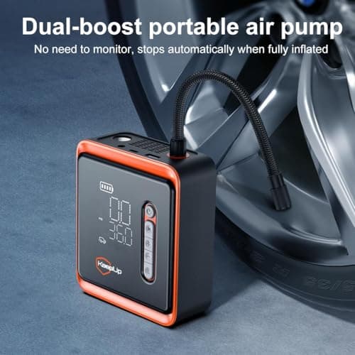Tire Inflator Portable Air Compressor -Upgraded Air Pump for Car Tires with Tire Pressure Gauge (Max 150 PSI), Auto Shut-Off Tire Pump with LED Light for Car Motor Bike Ball - Thumbnail 4