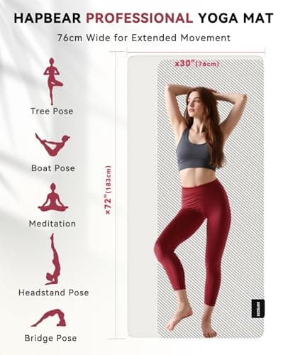 HAPBEAR Large Yoga Mat - 72"×30" Double-Sided Rubber Exercise & Workout Mat - Non-Slip Textured Surface - 5mm Thick Cushioned for Joints - Shock-Absorbing for Yoga, Pilates - Bonus Oxford Bag - Thumbnail 2