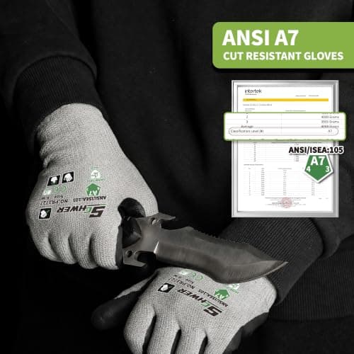 High Level Cut Resistant Work Gloves for High Risk Work, ANSI A7 Cutting Gloves with Reinforced Thumb, Used for WoodWorking, Construction, Non Slip, Durable, Breathable & Cool, L, 1 pair, PR3727 - Thumbnail 2
