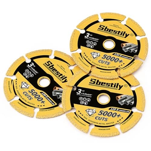 Sbestily 3 Inch Diamond Cutting Wheel for Metal, 3/8" Arbor Cut Off Wheels with 5000+ Cuts on Rebar, Steel, Iron,INOX, Ceramic, Tiles, Angle Grinder Attachment Cutting Blades (3PCS) - Image 1