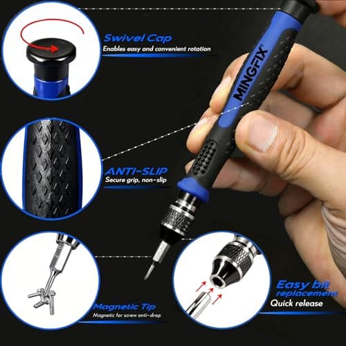 Eyeglass Sunglass Repair Kit,MINGFIX Magnetic Eye Glasses Repairing Tool Kit with Assorted Screws,Nose Pads,Small Screwdriver Bit Set & Tweezer with Mini Travel Case for Glasses,Sunglasses and Others - Thumbnail 2