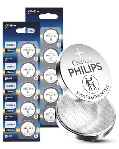 Philips CR2450 3V Lithium Button Cell Battery, 10 Pack, 10 Year Shelf Life, Leak Proof, Child Resistant Packaging Works with Key Fob, Home Devices - Image 1
