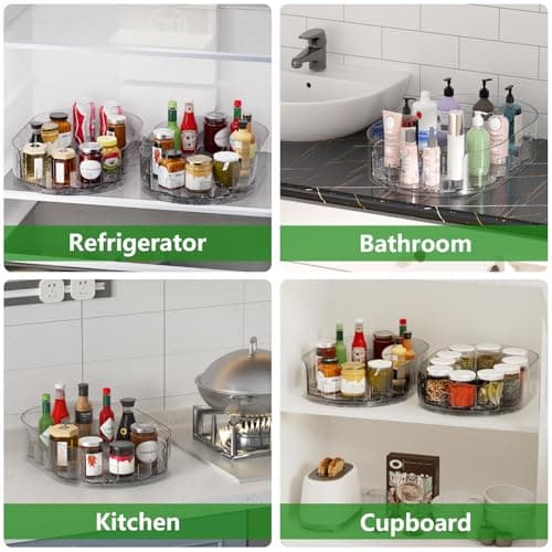 Holinwa Lazy Susan Organizer for Refrigerator, 13.5" x 8.5" Clear Rectangular Fridge Organizer Turntable for Condiments, Spice Racks Organizer for Cabinet, Pantry & Kitchen Countertop(1 Piece) - Thumbnail 6