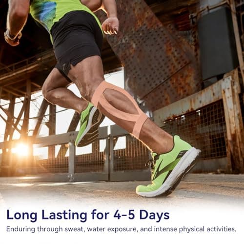 Kinesiology Athletic Tapes, 2inx32 FT Long Sports Tape for Knees and Shoulders Support, Cotton, Hypoallergenic, Waterproof, Strong Adhesive,Beige - Thumbnail 6