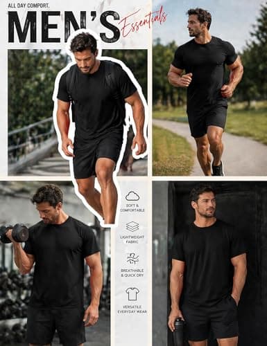 Poriff Big and Tall Shirts for Men Short Sleeve Mens Crewneck Tops Loose Casual T-Shirts Summer Basic Tee XL to 5XL (Black 4XL) - Thumbnail 5