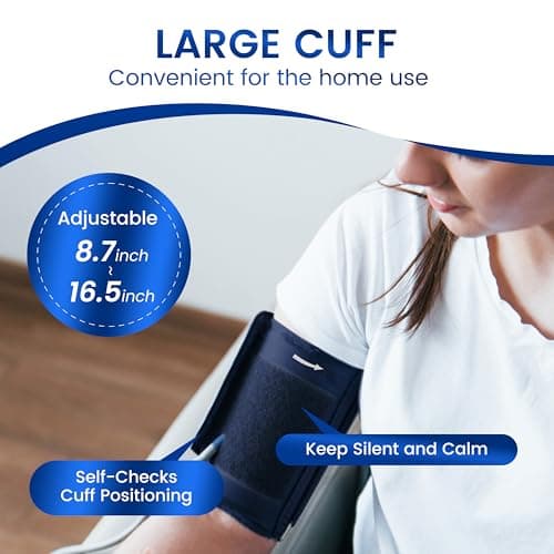VivaGuard Blood Pressure Monitor for Home Use, Upper Arm Blood Pressure Cuff (8.7" - 16.5"), Automatic Digital BP Machine with Large LCD Backlit Display, 2 x 199 Memory, Carrying Case and Power Supply - Thumbnail 6