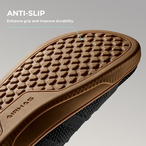 AIRHAS Mens Wide Toe Box Barefoot Shoes Zero Drop Fashion Sneakers for Men Walking Casual Minimalist Shoes(Black/Gum,7.0W) - Thumbnail 6
