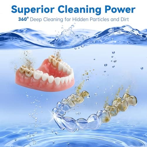 CANHOPE Ultrasonic Retainer Cleaner Machine, Ultrasonic Jewelry Cleaner, Denture Cleaner for Invisalign, Mouth Guards, Night Guards, Aligners, Toothbrush – Detachable Base & Lid, Digital Timer, White - Thumbnail 2