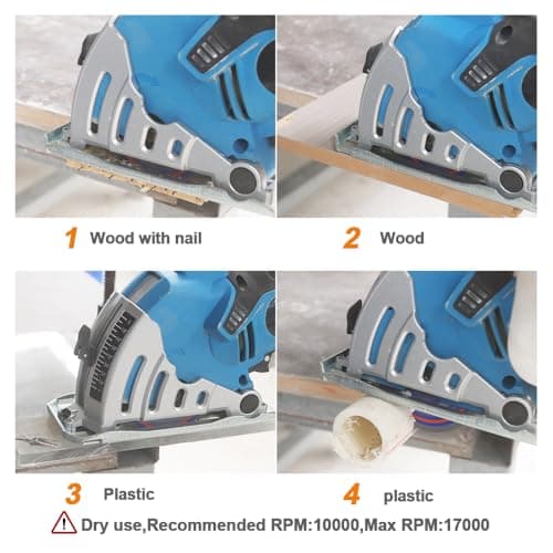 Carbide Tipped Teeth Compact Circular Saw Blade 24T 3 3/8"- BRSCHNITT 3pcs Wood Cutting Saw Blade for General Purpose Cutting & Trimming Wood, Plastic and Composite Materials Arbor:3/5"-3/8" - Thumbnail 3