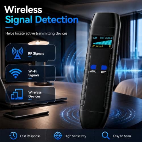 Hidden Camera Detector, RF Signal Scanner & Anti Spy Device, GPS Tracker Finder with Magnetic Detection, Infrared Camera Lens Finder, Bug Sweeper for Home Hotel Travel Privacy Protection - Thumbnail 3