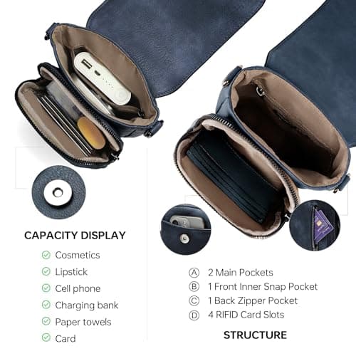 GEMIU Cell Phone Purse Small Crossbody Bags for Women Phone Bag Wallet Purses with Card Slots Blue - Thumbnail 3
