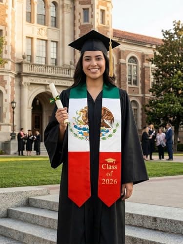 GraduatePro Mexican Flag Graduation Stole 2026 – 72" Adult Unisex Graduation Sash for High School College Graduate, Class of 2026 Gifts for Him Her, Patriotic Regalia Stole - Thumbnail 6