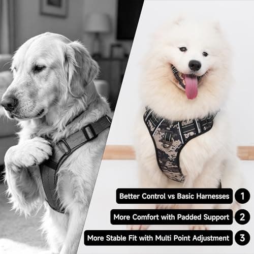Tactical Dog Harness for Large Dogs, No Pull Military Service Dog Vest with Handle&Molle, Heavy Duty Reflective Adjustable Harnesses for Training Walking Hiking German Shepherd Golden Retriever - Thumbnail 6