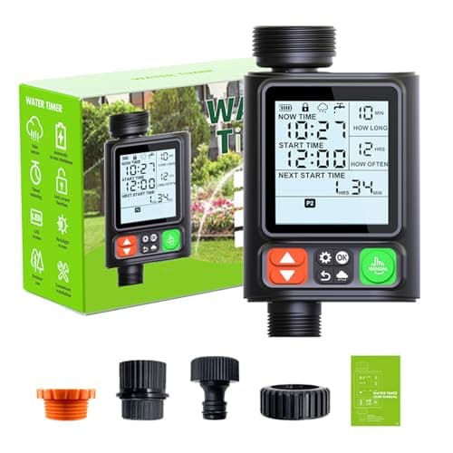 Sprinkler Timer for Garden Hose, Upgrade 10 Programmable Water Timer with Auto Rain Delay, IP54 Waterproof 3.3“ Large LCD Drip Irrigation System Timers for Plant, Yard, Lawns, Outdoor - Image 1