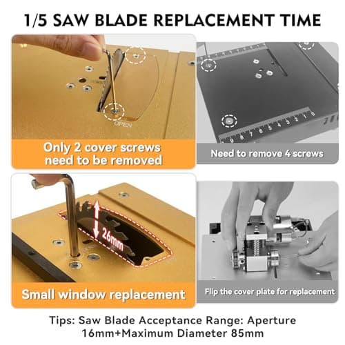 Mini Table Saw for Crafts[Dual 795 Motors & Switches] Max 200W/12,000RPM/26mm Adjustable Height Table Saw with Accessories.Gift for Men and Women's Creating Handmade Gifts,Exploring Hobbies,Models - Thumbnail 5