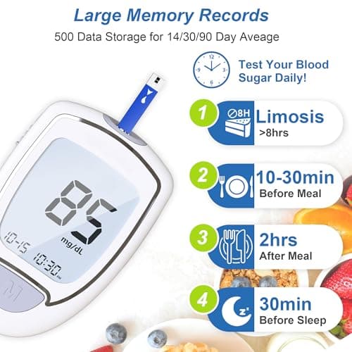 Glucose Monitor Kit, High Accuracy Blood Sugar Testing Kit with 100 Glucometer Strips & 100 Lancets, Larger-Screen Glucose Monitor with Lancing Devices, No Coding, Portable for Home or Travel - Thumbnail 3