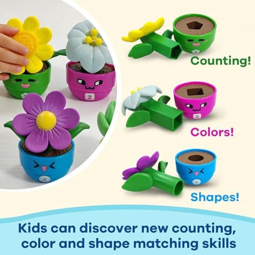 GEERAY 5 Sets Montessori Toddler Flower Garden Toys, Color Shape Sorting & Matching Game for Kids, Spring Toy Sensory Gardening Gift for 1 2 3 Year Old Girls & Boys, Preschool Classroom Learning - Thumbnail 6