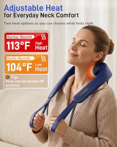 Musugy Neck Massager with Heat : Cordless Neck and Shoulder Massager for Pain Relief Deep Tissue - 3 Modes, 2 Intensity & 2 Heat, Daily Comfort for Desk Workers, At-Home Use, Women, Men - Thumbnail 2