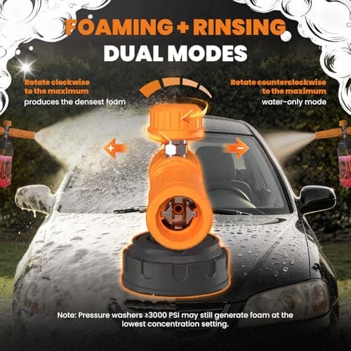 maXpeedingrods Foam Cannon for Pressure Washer, Wide Mouth Quick Release Car Wash Foam Gun with Adjustable Soap Cannon, Thick Snow Foam, 1/4'' Quick Connector, with 2 Orifice Nozzle (Transparent) - Thumbnail 4